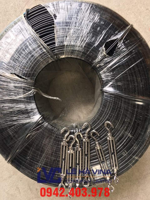 Cáp bọc nhựa, cáp thép, Dây cáp bọc nhựa, cáp 6x19+IWRC, cáp 6x19+IWRC bọc nhựa đen