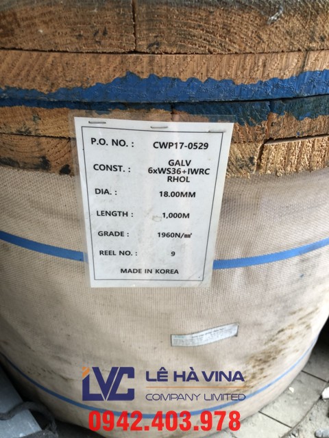 cáp chống xoắn, cáp cẩu tháp, cáp thép, cáp thép Lê Hà, giá cáp thép