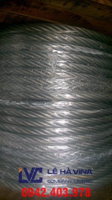 cáp thép mạ kẽm, cáp thép, cáp thép Lê Hà, cáp thép mạ, cáp thép mạ kẽm 6x12+FC