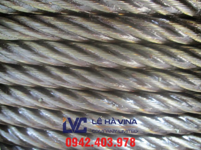 cáp đen không mạ, cáp không mạ, cáp thép, cáp thép đen, cáp thép đen 6x36+FC 22mm