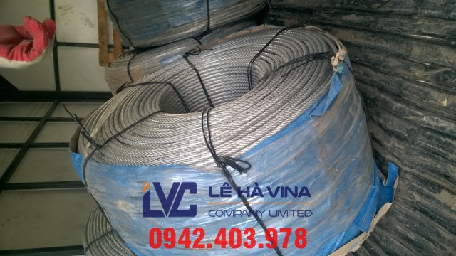 cáp thép mạ 6x12+FC, cáp mạ, cáp bọc nhựa, ốc xiết cáp, cáp thép